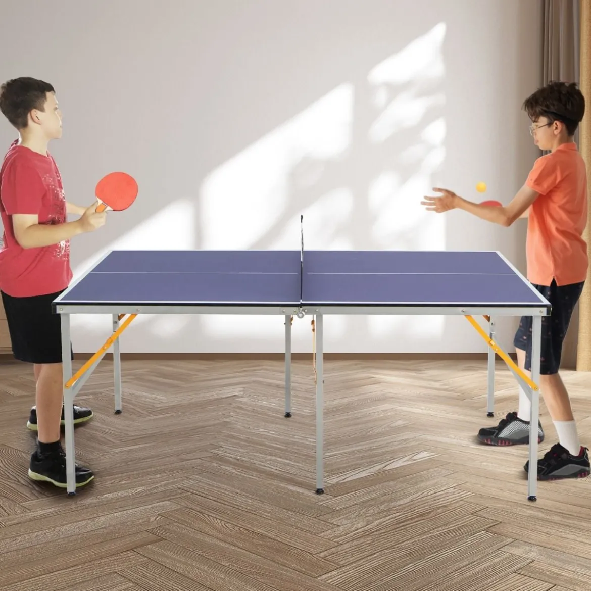 Tragbares Tischtennistisch-Set mit Netz & 2 Schlägern & 3 Bällen Mini Tischtennistisch