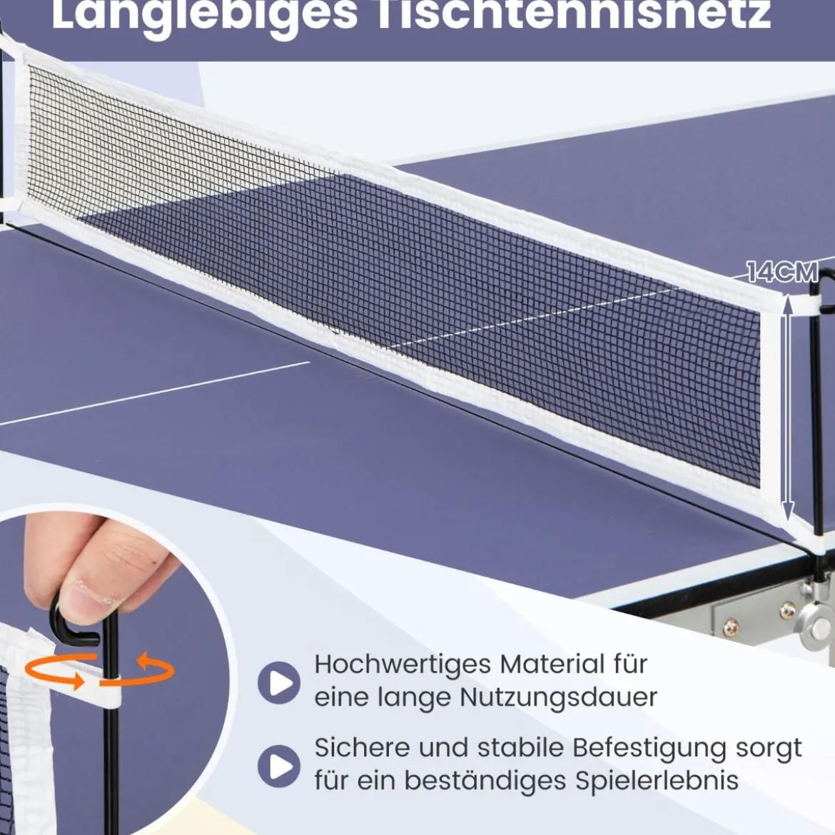 Tragbares Tischtennistisch-Set mit Netz & 2 Schlägern & 3 Bällen Mini Tischtennistisch