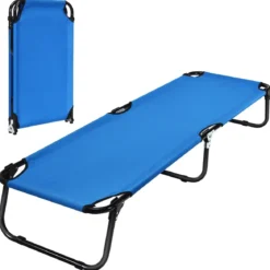 Tragbares zusammenklappbares Campingbett 190 cm Langes Stoff-Schlafbett Blau