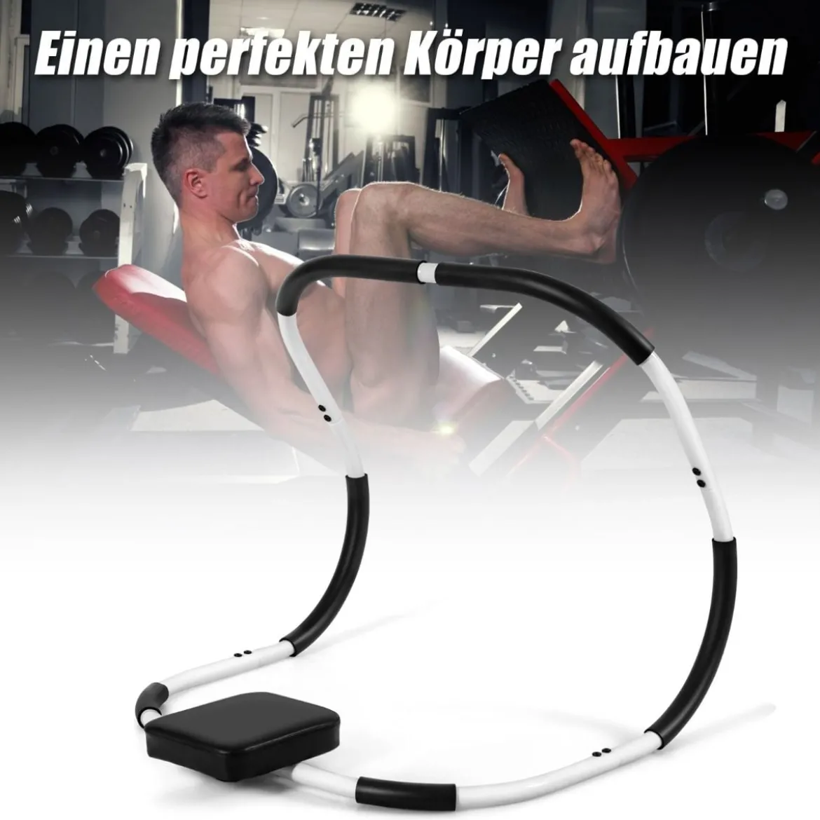 Trainingsberät tragbares Bauchmuskel-Trainingsgerät Trainer Roller 68 x 58 x 62 cm Silber + Schwarz