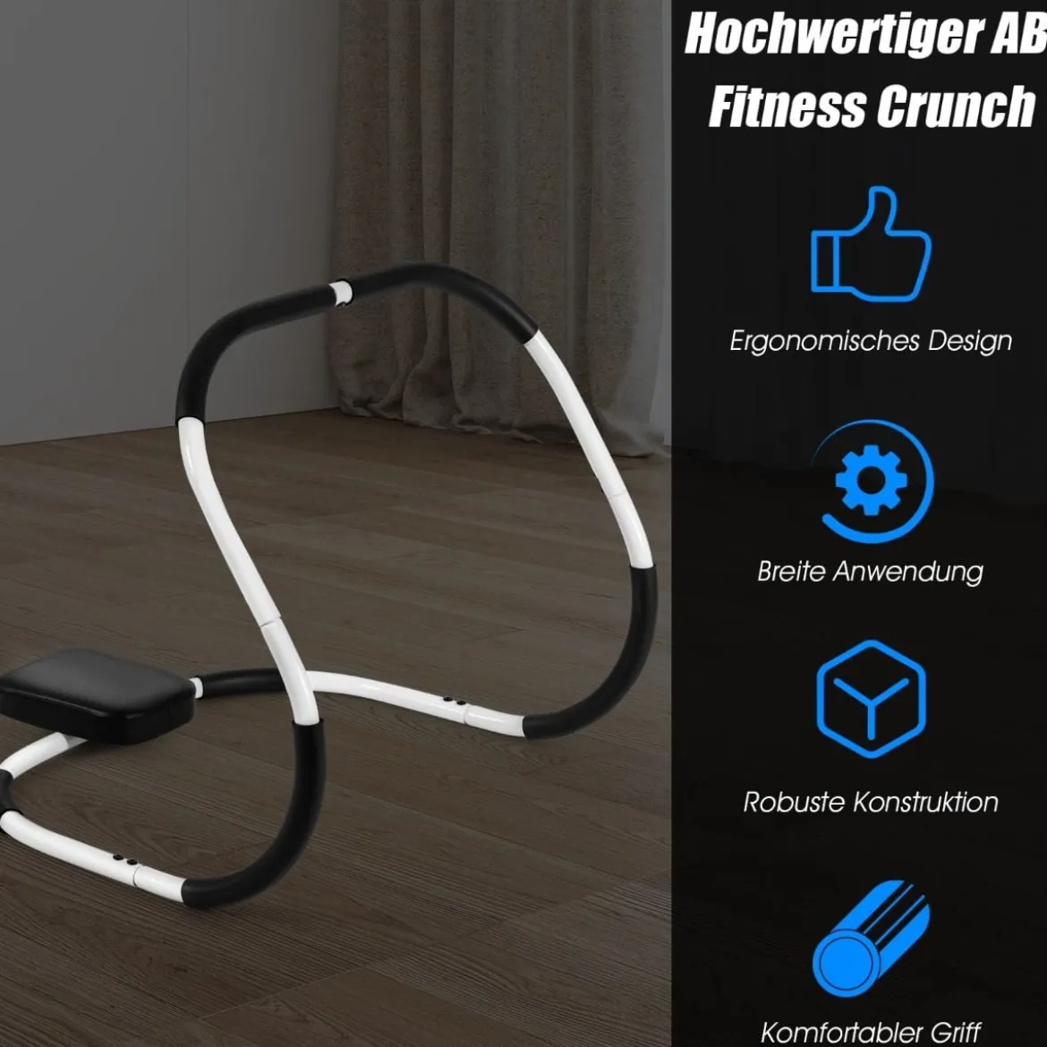 Trainingsberät tragbares Bauchmuskel-Trainingsgerät Trainer Roller 68 x 58 x 62 cm Silber + Schwarz