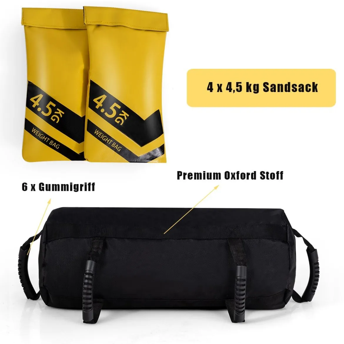 Trainings Sandbag Verstärkter Beanspruchbarer Trainings Gewichtssack mit Gewichtsbeutel 4,5 kg bis 18 kg