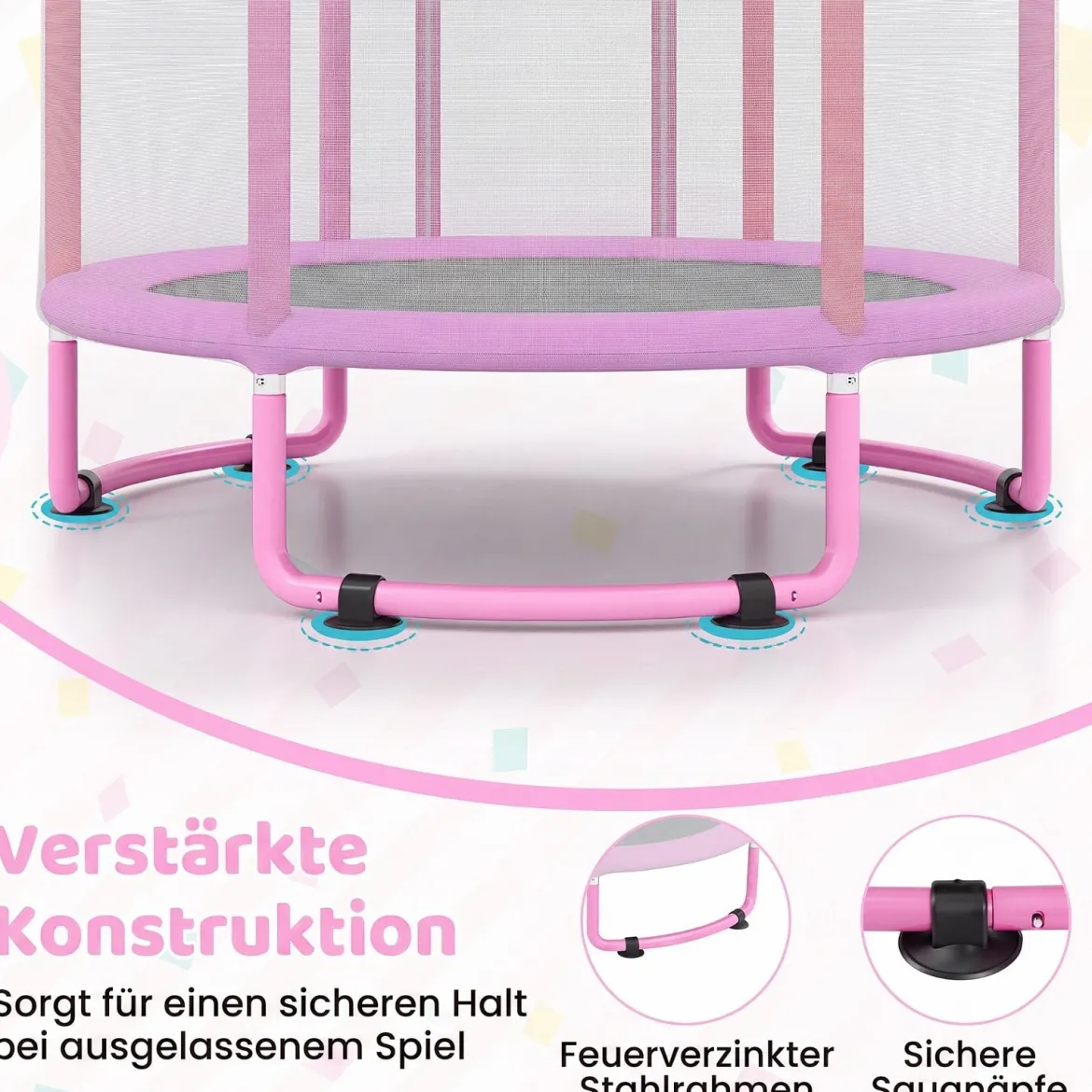 Trampolin für Kinder 154 cm 6 in 1 Kindertrampolin mit Turnstange Schaukel & Ringen
