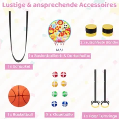 Trampolin für Kinder 154 cm 6 in 1 Kindertrampolin mit Turnstange Schaukel & Ringen