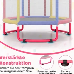 Trampolin für Kinder 154 cm 6 in 1 Kindertrampolin mit Turnstange Schaukel & Ringen