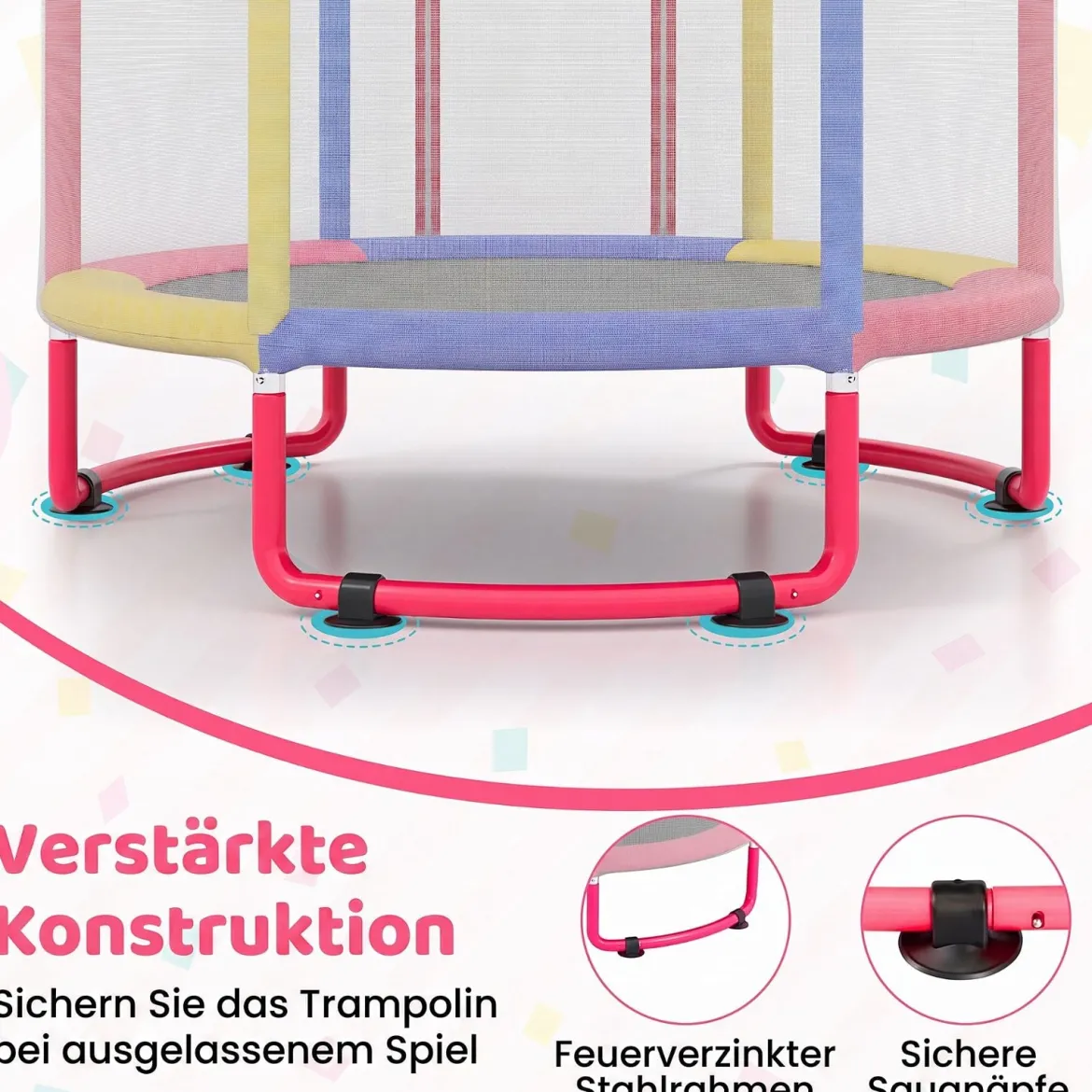 Trampolin für Kinder 154 cm 6 in 1 Kindertrampolin mit Turnstange Schaukel & Ringen