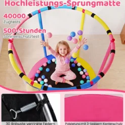 Trampolin für Kinder 154 cm 6 in 1 Kindertrampolin mit Turnstange Schaukel & Ringen