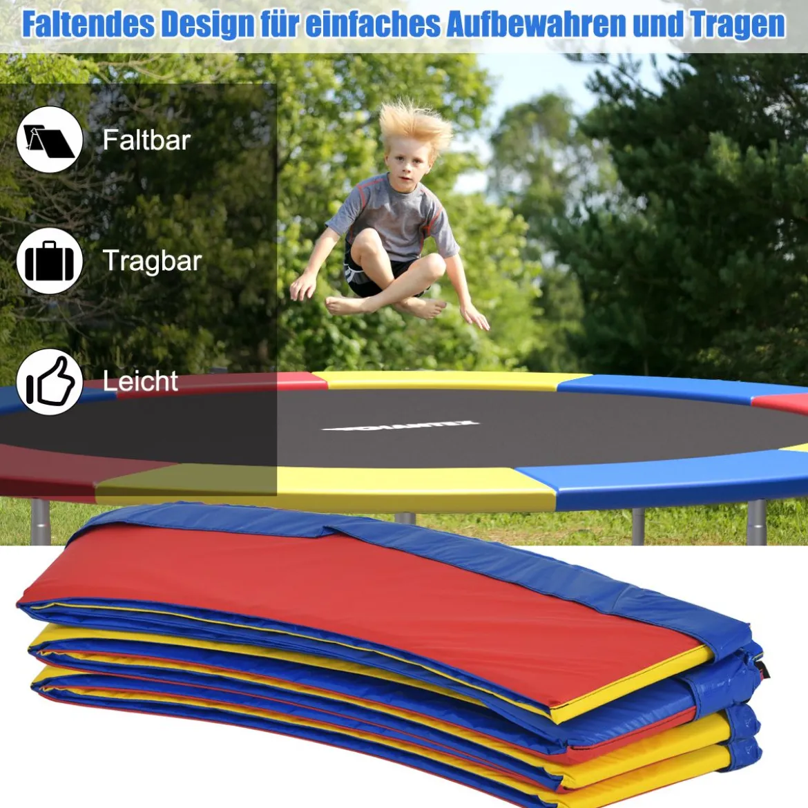 Trampolinmatratze 366cm x 366cm x 10cm Trampolin Übung Fitness Trampolin Polster Bunt