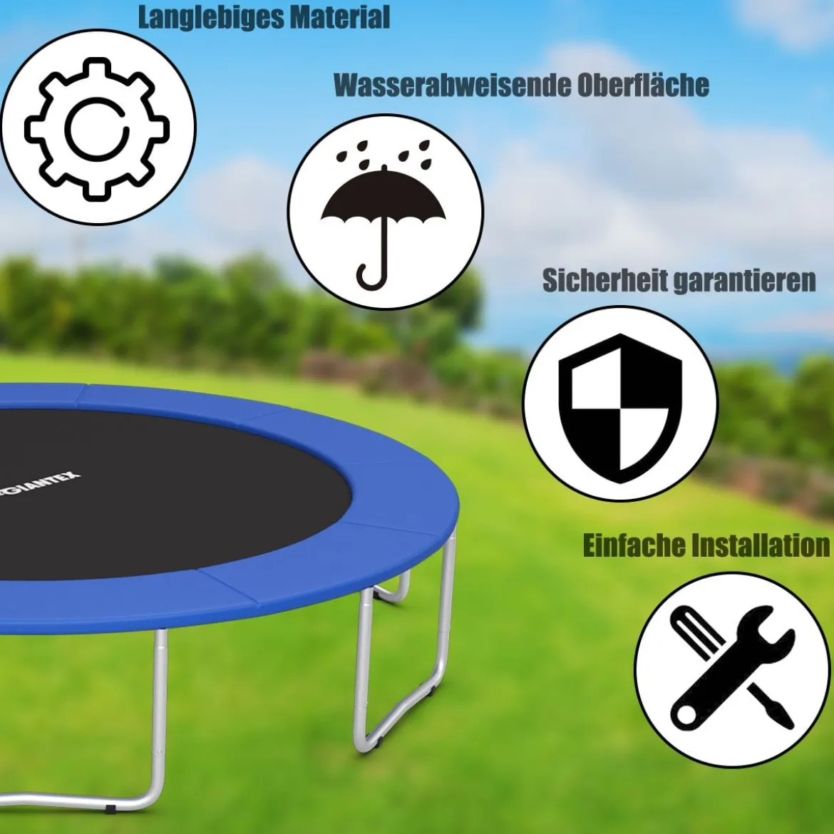 Trampolinmatratze 244cm x 244cm x 10cm Trampolin Übung Fitness Gymnastik Trampolin Polster Blau