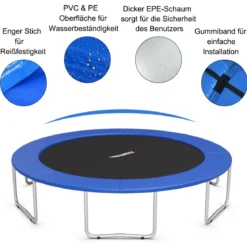 Trampolinmatratze 244cm x 244cm x 10cm Trampolin Übung Fitness Gymnastik Trampolin Polster Blau