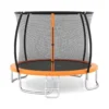 Trampolin outdoor mit Leiter Gartentrampolin rund mit Sicherheitsnetz Randabdeckung & Metallrahmen Ø305cm Orange
