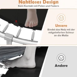 Trampolin outdoor mit Leiter Gartentrampolin rund mit Sicherheitsnetz Randabdeckung & Metallrahmen Ø305cm Orange