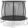Trampolin outdoor mit Leiter Gartentrampolin rund mit Sicherheitsnetz Randabdeckung & Metallrahmen Ø366cm Schwarz