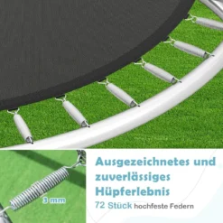 Trampolin outdoor mit Leiter Gartentrampolin rund mit Sicherheitsnetz Randabdeckung & Metallrahmen Ø366cm Schwarz