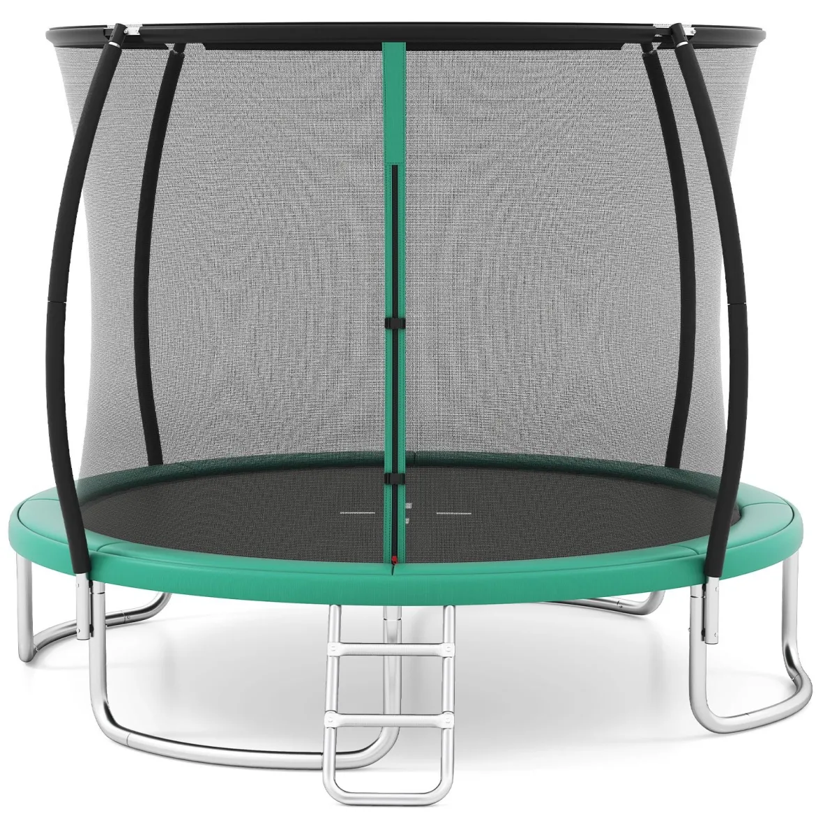 Trampolin outdoor mit Leiter Gartentrampolin rund mit Sicherheitsnetz Randabdeckung & Metallrahmen Ø305cm Grün