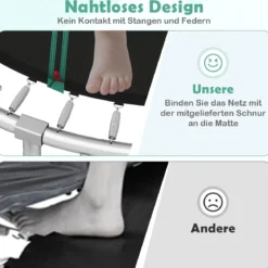 Trampolin outdoor mit Leiter Gartentrampolin rund mit Sicherheitsnetz Randabdeckung & Metallrahmen Ø305cm Grün