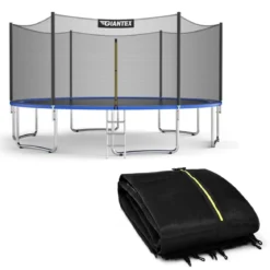 Trampolin Sicherheitsnetz für Gartentrampoline Ersatznetz außenliegend mit Reißverschluss und Schnallen Ø 305 cm