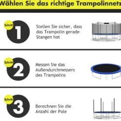 Trampolin Sicherheitsnetz für Gartentrampoline Ersatznetz außenliegend mit Reißverschluss und Schnallen Ø 366 cm