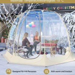 630° Transparenter PVC Zelt Pop Up Bubble Zelt Blasenzelt für 5-6 Personen 265 x 265 cm