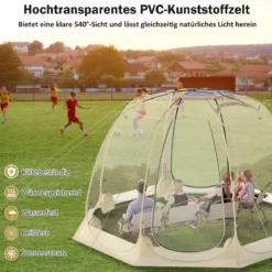 630° Transparenter PVC Zelt Pop Up Bubble Zelt Blasenzelt für 5-6 Personen 265 x 265 cm