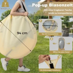 630° Transparenter PVC Zelt Pop Up Bubble Zelt Blasenzelt für 5-6 Personen 265 x 265 cm
