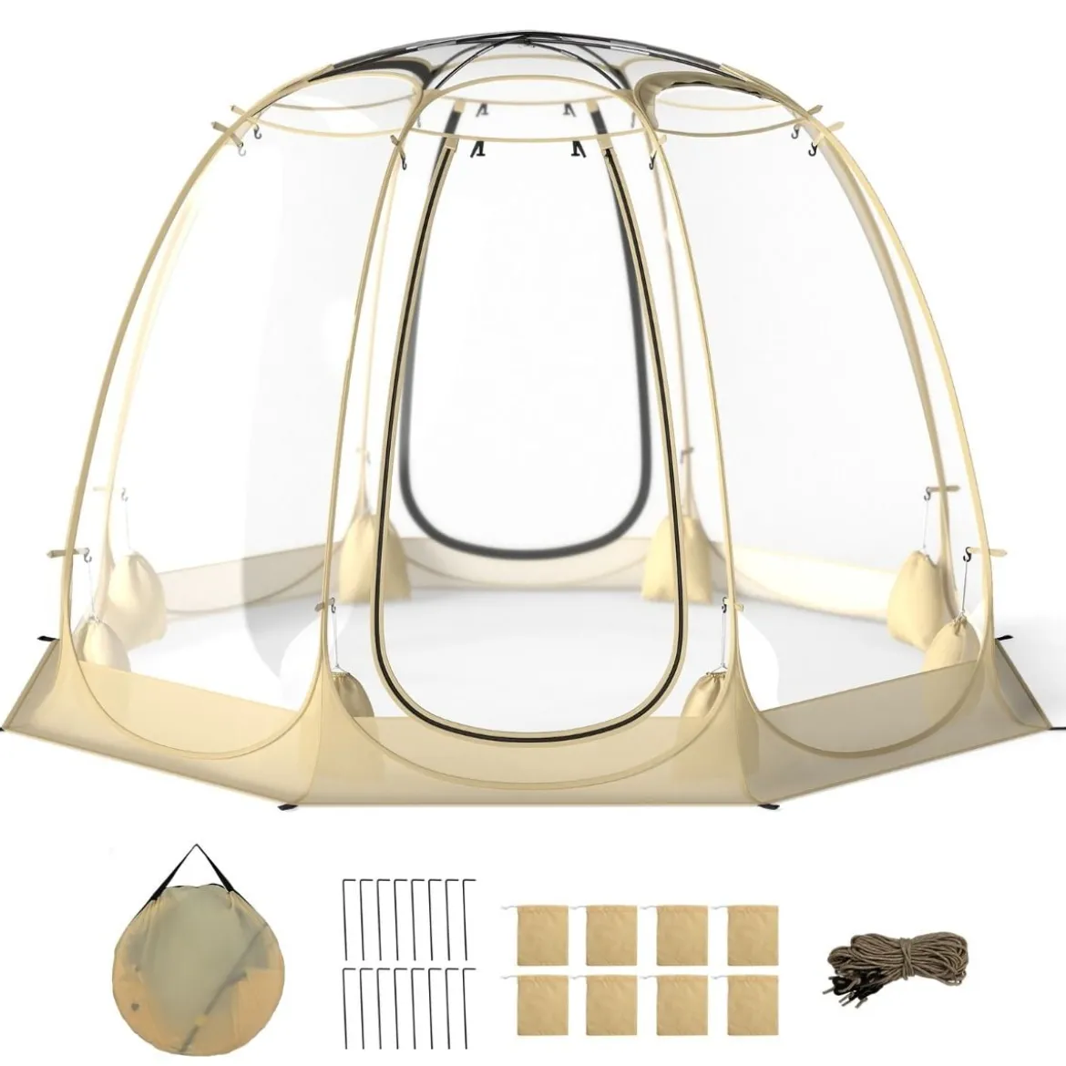 630° Transparenter PVC Zelt Pop Up Bubble Zelt Blasenzelt für 5-6 Personen 265 x 265 cm
