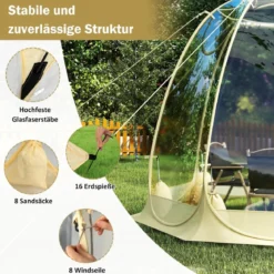 630° Transparenter PVC Zelt Pop Up Bubble Zelt Blasenzelt für 5-6 Personen 265 x 265 cm