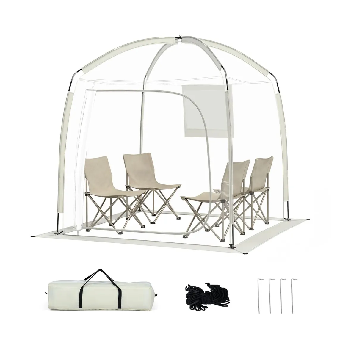 Transparentes Kuppelzelt 215 x 215 cm 2-4 Personen 540° Panorama Garten Transparent