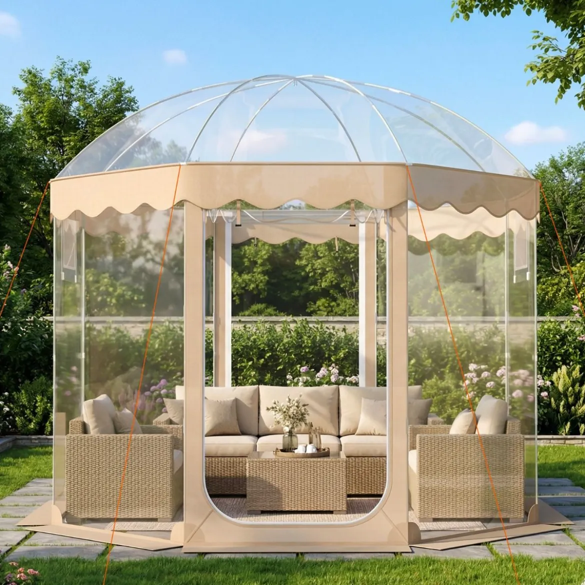 Transparentes Pop up Zelt für 8-10 Personen mit 540°Blick & Tragetasche Wetterfestes Wurfzelt
