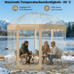 Transparentes Pop up Zelt für 8-10 Personen mit 540°Blick & Tragetasche Wetterfestes Wurfzelt