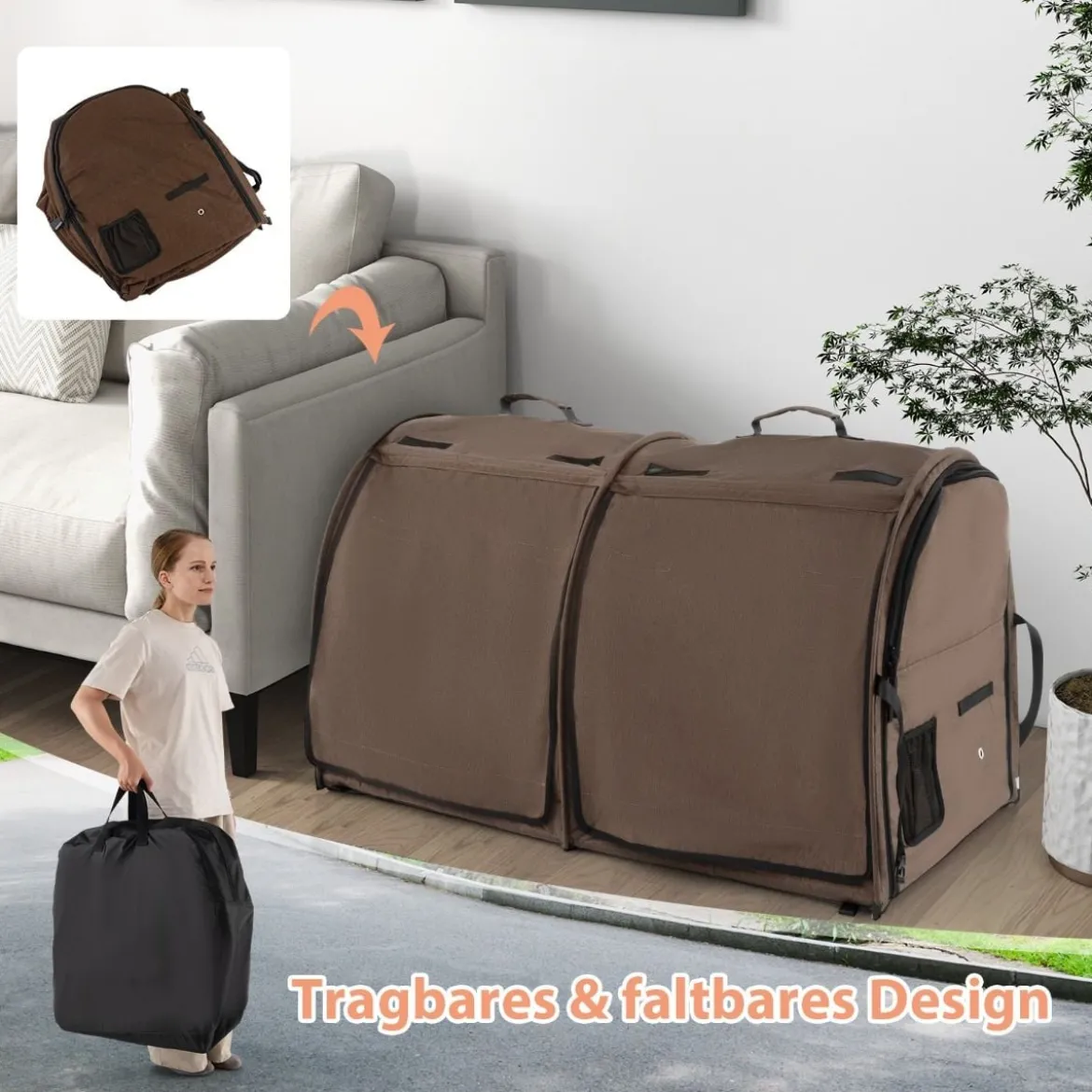 Transporttasche mit Abnehmbaren Hängematten & Matratze & Katzentoilette Braun