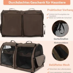 Transporttasche mit Abnehmbaren Hängematten & Matratze & Katzentoilette Braun