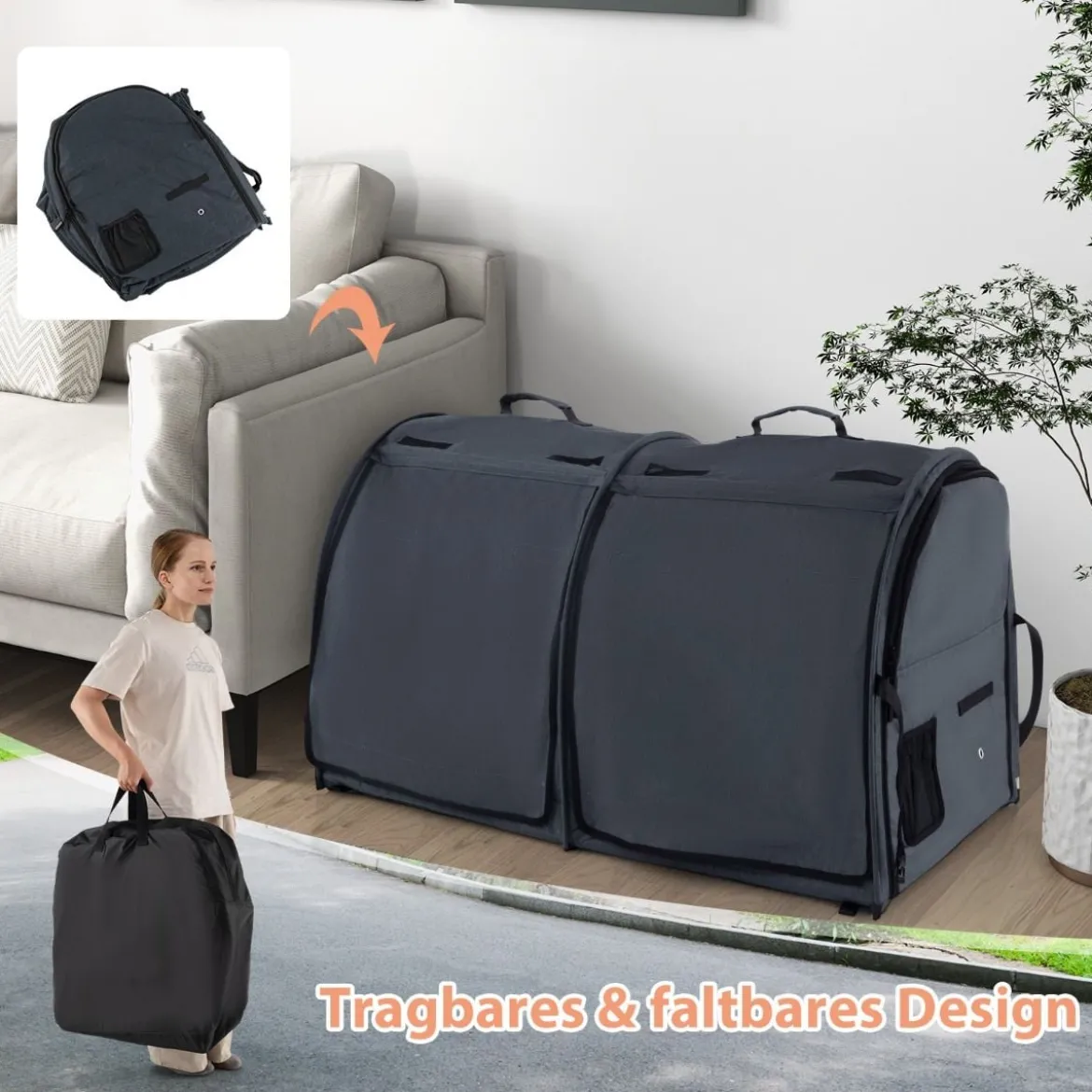 Transporttasche mit Abnehmbaren Hängematten & Matratze & Katzentoilette Schwarz