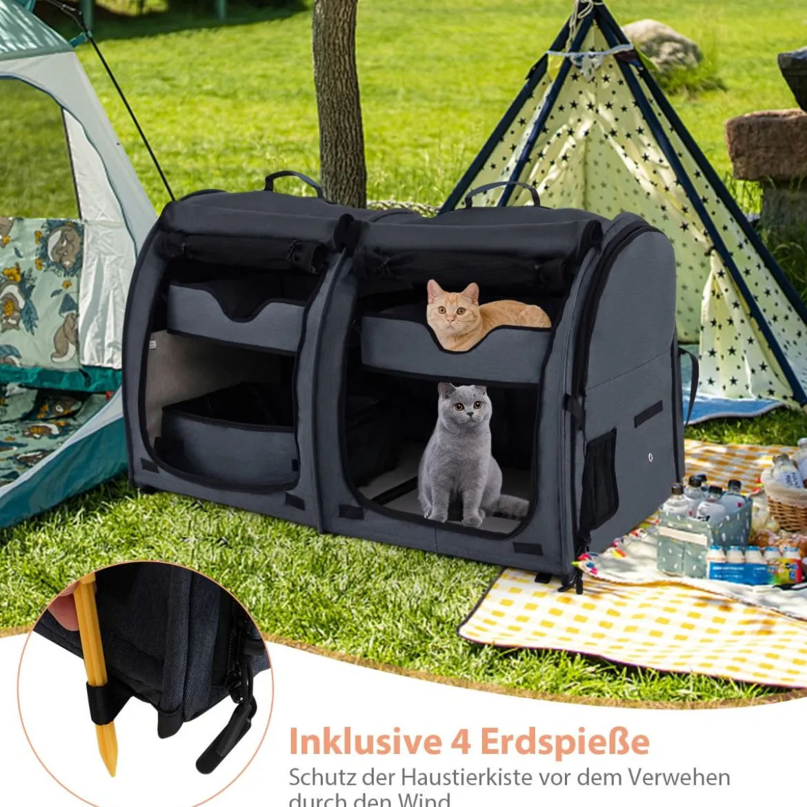 Transporttasche mit Abnehmbaren Hängematten & Matratze & Katzentoilette Schwarz