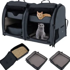 Transporttasche mit Abnehmbaren Hängematten & Matratze & Katzentoilette Schwarz