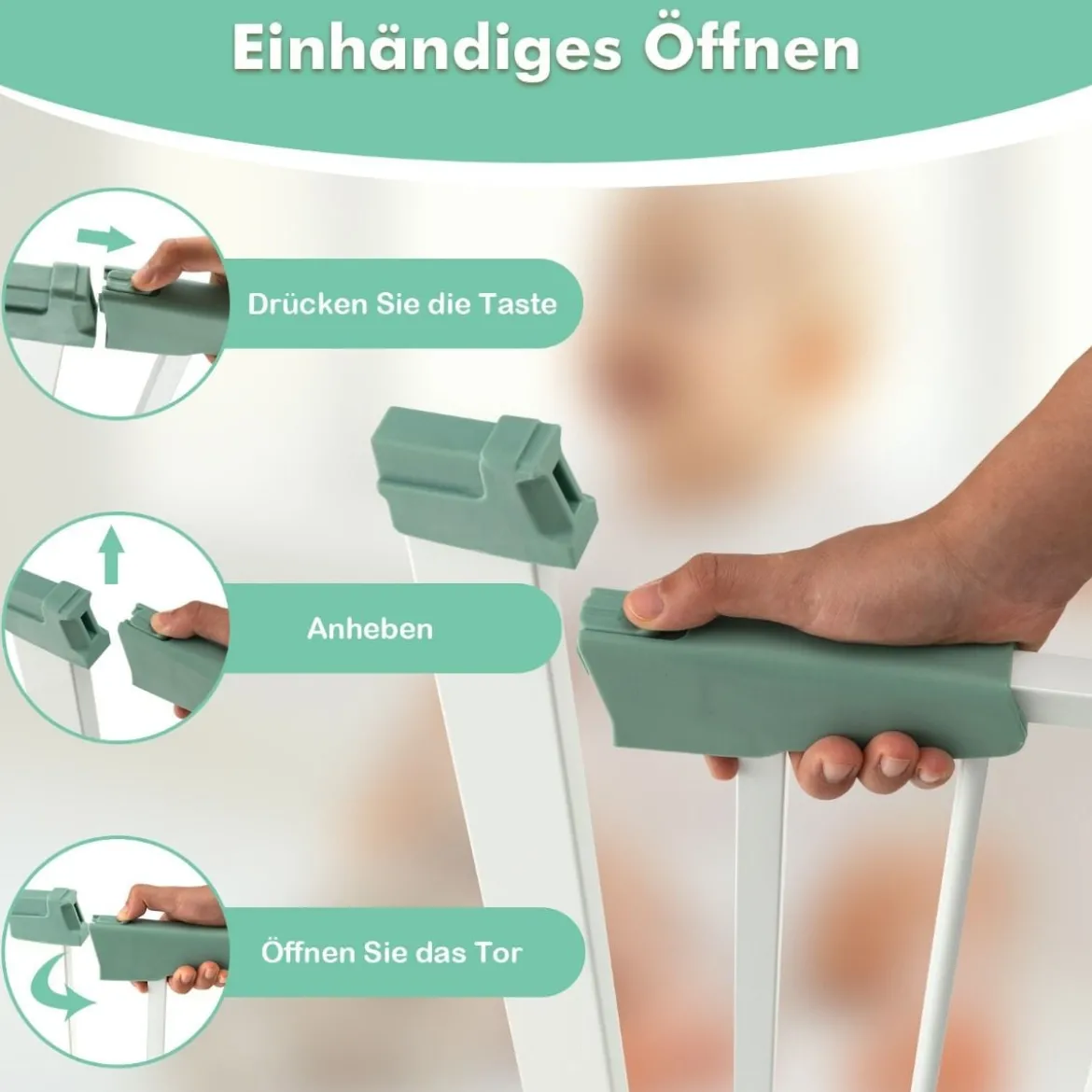 Türschutzgitter Baby 76-83 cm Sicherheitsgitter aus Metall Weiß