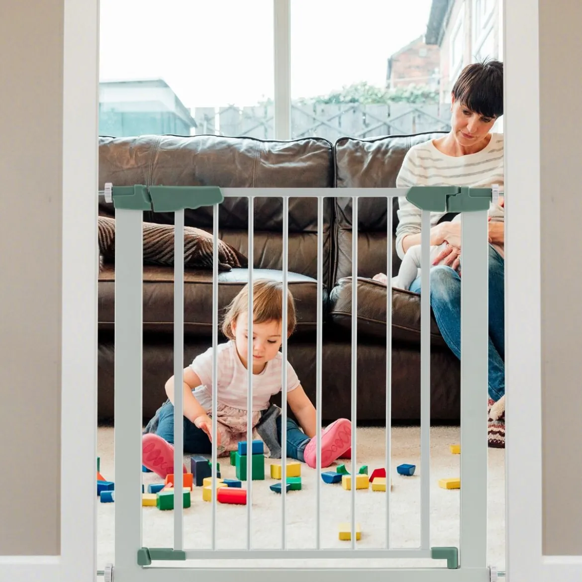 Türschutzgitter Baby 76-83 cm Sicherheitsgitter aus Metall Weiß