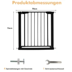 Türschutzgitter Baby 76-83 cm Sicherheitsgitter aus Metall Schwarz