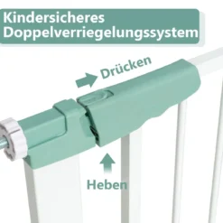 Türschutzgitter Baby 80-132cm Treppenschutzgitter aus Metall ohne Bohren 80-130 x 2 x 76 cm Weiß