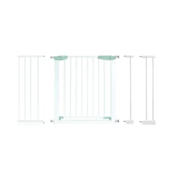 Türschutzgitter Baby 80-132cm Treppenschutzgitter aus Metall ohne Bohren 80-130 x 2 x 76 cm Weiß