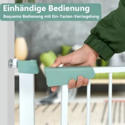 Türschutzgitter Baby 80-132cm Treppenschutzgitter aus Metall ohne Bohren 80-130 x 2 x 76 cm Weiß