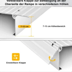 Türschwellenrampe 13 cm hohe Einstiegsrampe mit verstellbarem Aluminiumrahmen rutschfester Zugangsrampe
