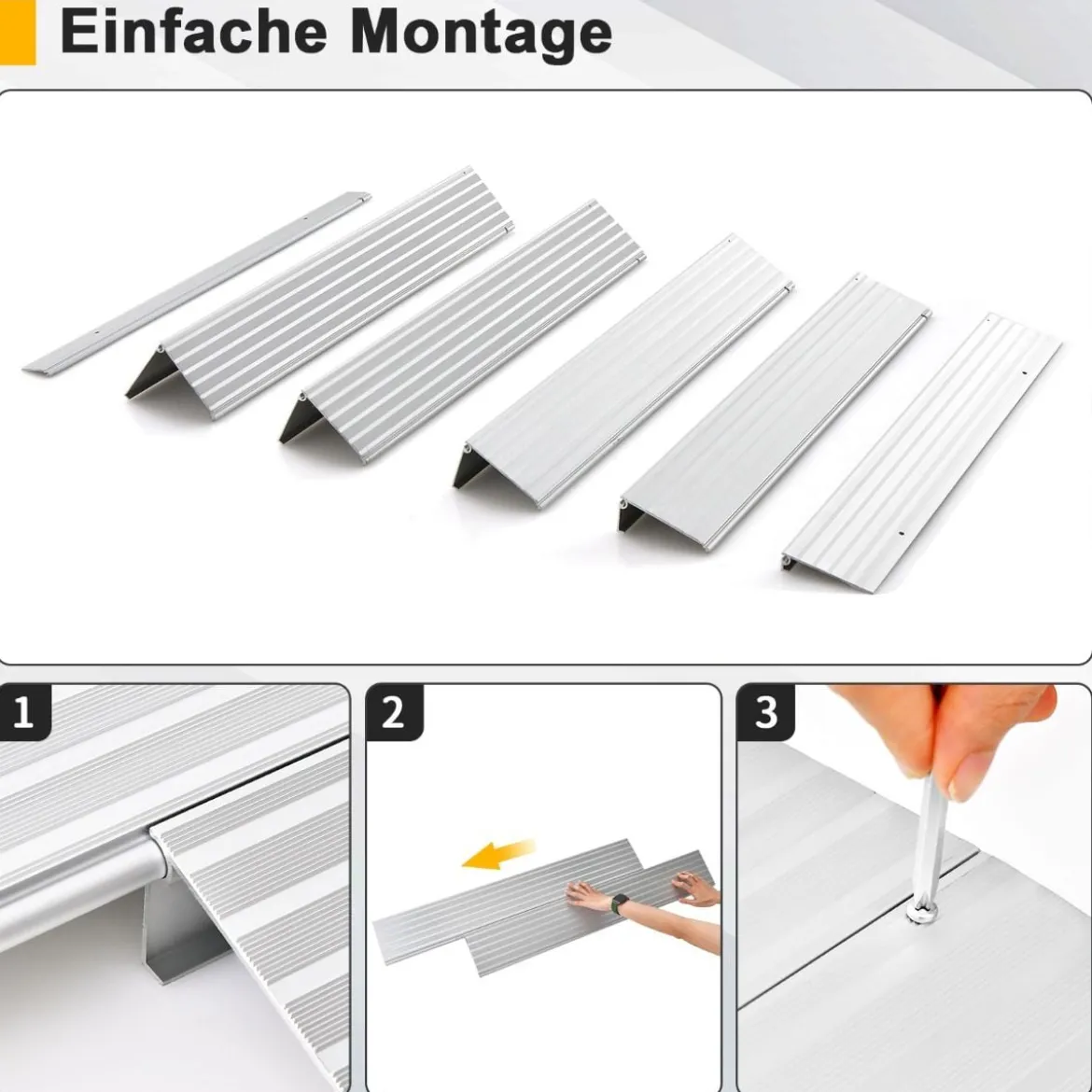 Türschwellenrampe 13 cm hohe Einstiegsrampe mit verstellbarem Aluminiumrahmen rutschfester Zugangsrampe