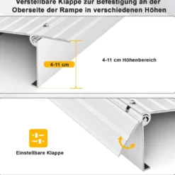 Türschwellenrampe 10,5 cm hohe Einstiegsrampe mit verstellbarem Aluminiumrahmen rutschfester Zugangsrampe