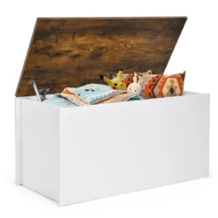 Truhenbank mit Stauraum Sitzbank mit Deckel & Einklemmschutz 90 x 45 x 45,5 cm