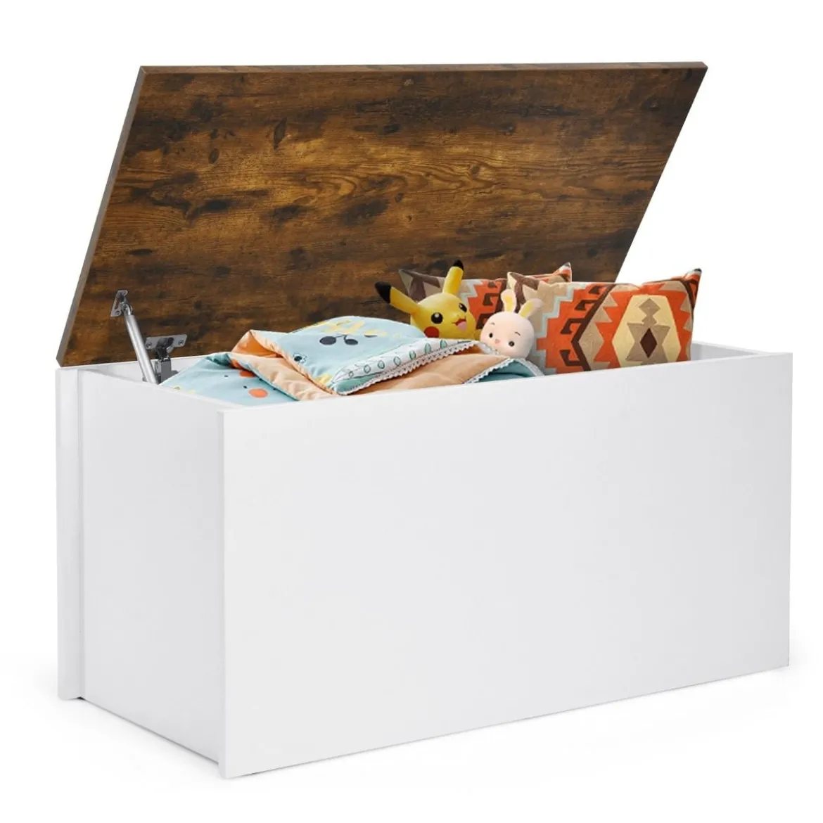Truhenbank mit Stauraum Sitzbank mit Deckel & Einklemmschutz 90 x 45 x 45,5 cm