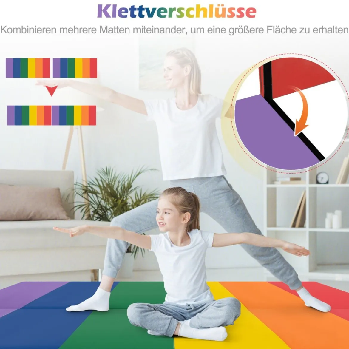 Turnmatte klappbar Weichbodenmatte Gymnastikmatte 5 fach faltbar aus PU mit Tragegriff 180 x 120 x 4 cm
