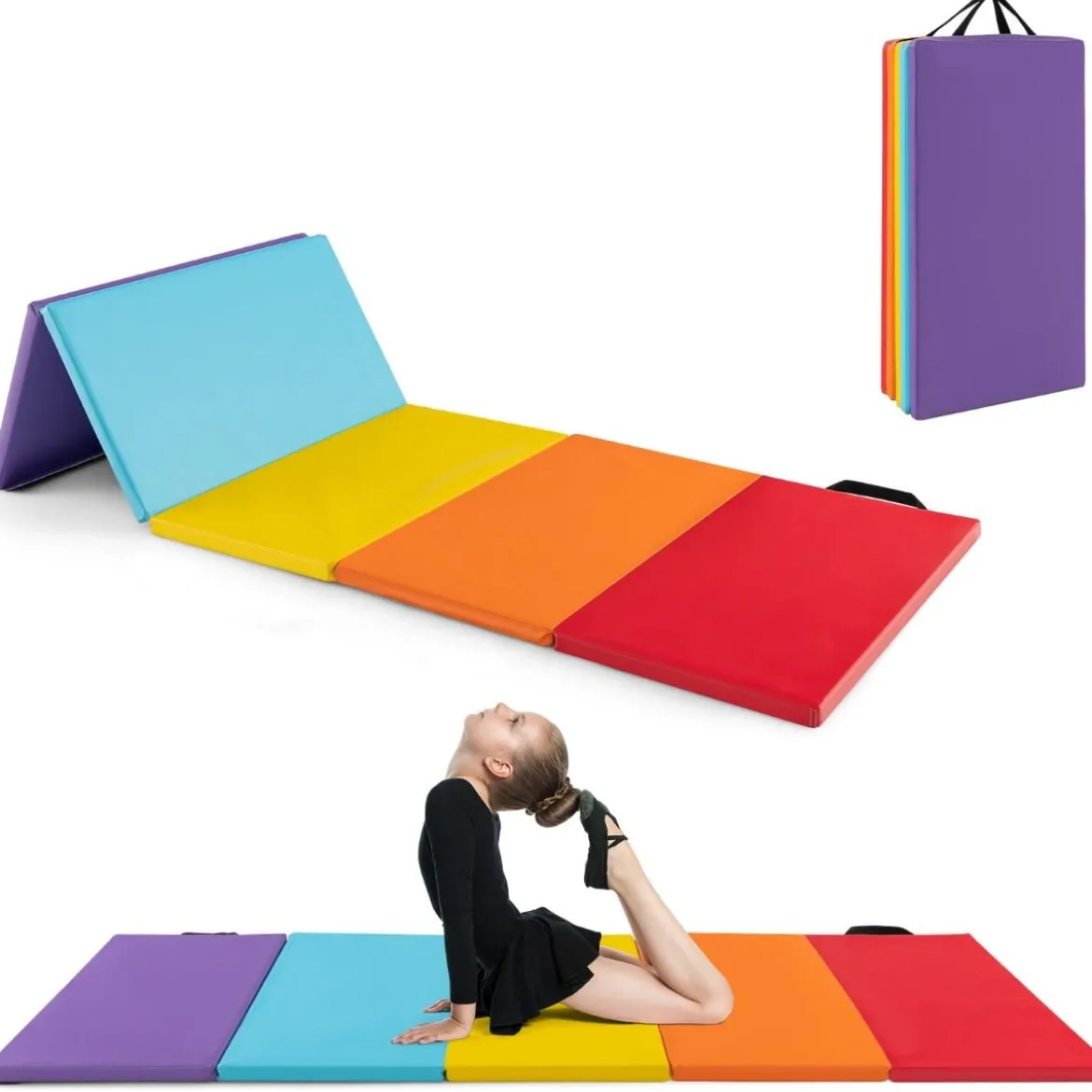 Turnmatte klappbar Weichbodenmatte Gymnastikmatte 5 fach faltbar aus PU 201 x 75 x 3 cm