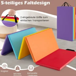 Turnmatte klappbar Weichbodenmatte Gymnastikmatte 5 fach faltbar aus PU 201 x 75 x 3 cm