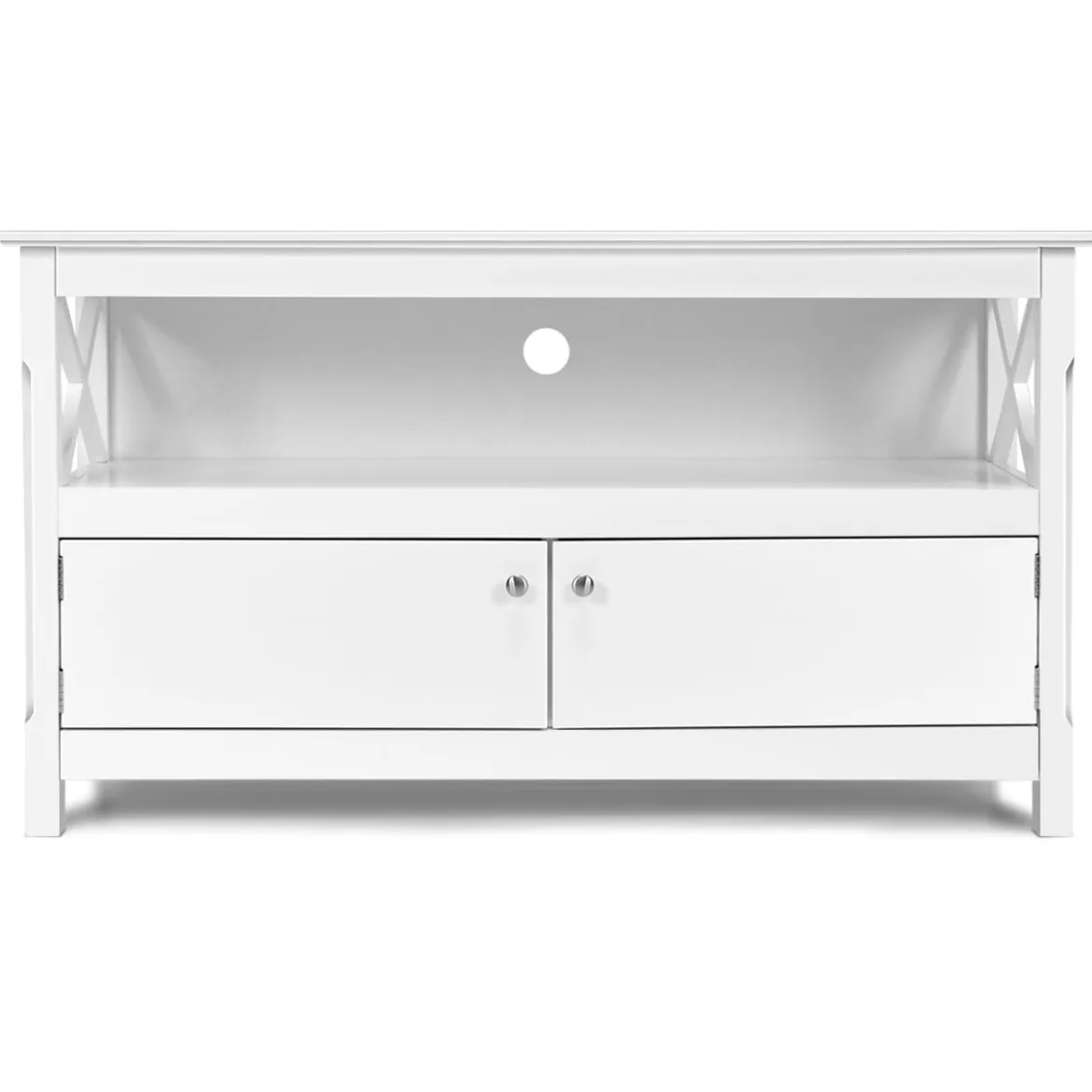TV-Kommode für Fernseher TV Schrank Kommode Lowboard mit Regal Holz 112 x 40 x 61 cm Weiß